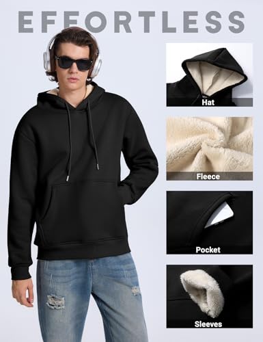 PEHMEA Men's Heavy Pullover Hoodie Sherpa Fleece Lined Thick Winter Hooded Sweatshirt for Outdoor Casual3