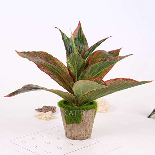 Fake Plants, Cattree Artificial Plant Outdoor Shrubs Faux Grass Plastic Leaves Greenery Bushes Home Garden Wedding Party Decorations Indoor Office Yard Verandah Uv Resistant Planter Filler, Red 2 Pack #TOP3