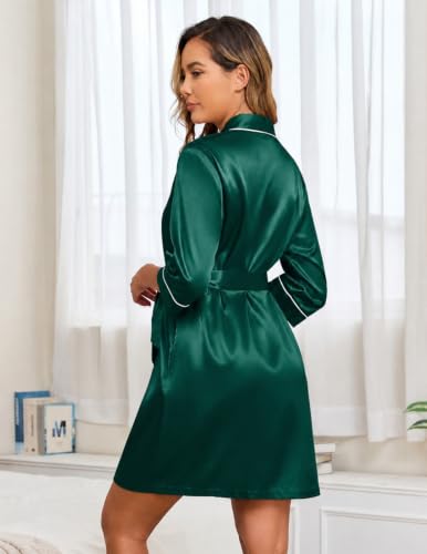 Image of Veseacky Robes for Women Short Robes with Pockets Spa Robe for Women Bridesmaid Bride Party Satin Robe Sleepwear