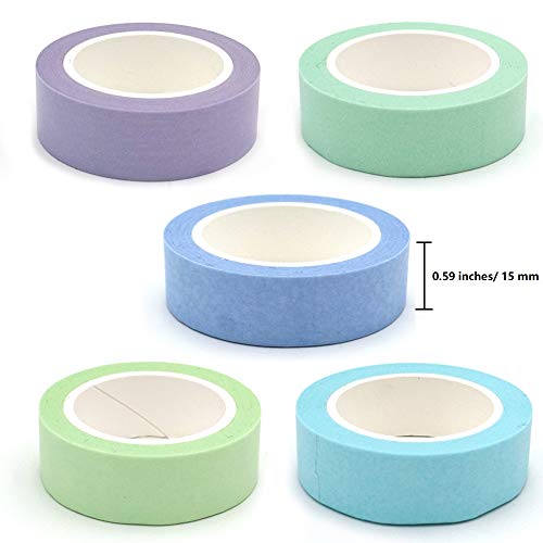 Ercentury Washi Masking Tape Set, Assorted 5 Rolls, Decorative Writable Tape, For Fun Diy Art Supplies, Scrapbooking Crafts Wrapping (Blue-Toned) #TOP1