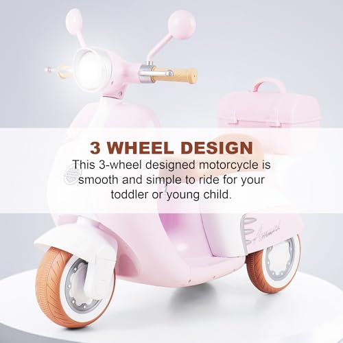 Image of Little Rides Lambretta Scooter | Rechargeable Battery Operated Ride-On Bike for Kids | Ages 2 to 5 Years | Premium Ride-On Toy Bike for Toddlers - Children - (Pink)