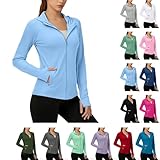 Sun Protection Jackets for Women Long Sleeve Zip up Hooded Shirts Lightweight Athletic Quick Dry Hoodie with...