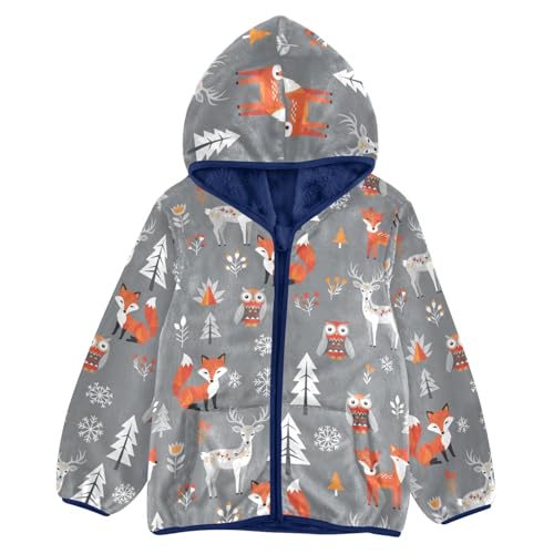 CHIFIGNO Animals Forest Grey Toddler Boy Winter Coat Soft Winter Jacket for Kids 3T