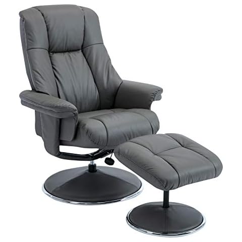 Morris Living - Sillón reclinable y reposapiés giratorio en piel auténtica Cover