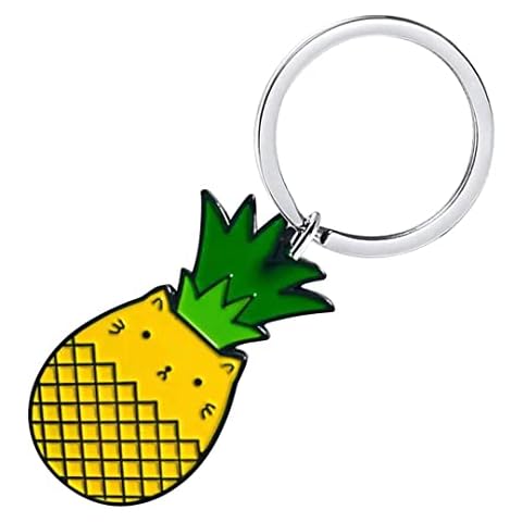 Pineapple Cat Keychain Cute Hedgehog Cartoon Metal Keychain Bag Jewelry for Women and Kids Creative Gifts (Pineapple) Cover