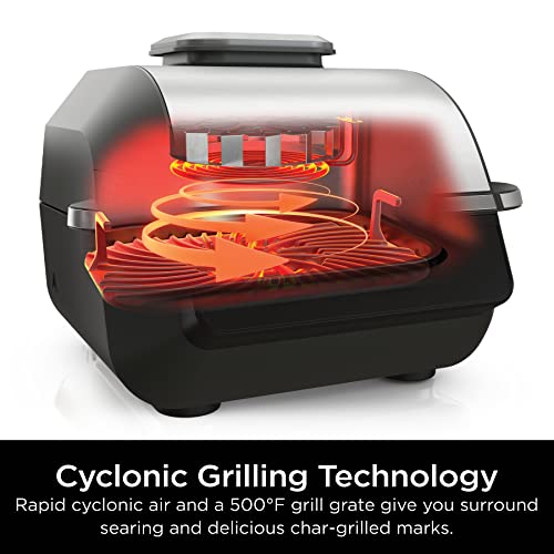 Ninja EG201 Foodi 6-in-1 Indoor Grill with Air Fry, Roast, Bake, Broil, & Dehydrate, 2nd Generation, Dishwasher Safe, Black/Silver