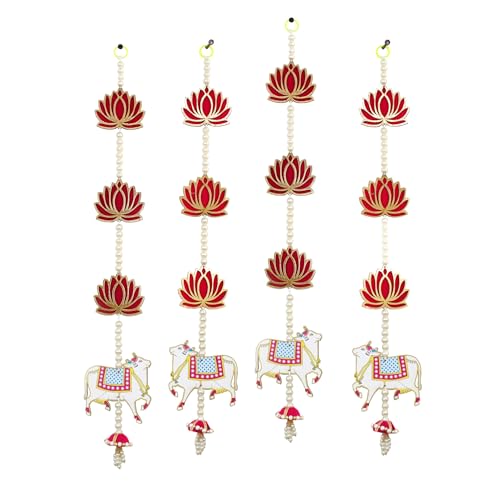 TIED RIBBONS 4 Pcs Kamdhenu Indian Hanging Decorations | Plastic, 2 feet | Lotus Wall Hanging for Backdrop Decoration, Ganesh Chaturthi Decoration, Pooja, Mandir, Diwali Décor TIED RIBBONS 4 Pcs Kamdhenu Indian Hanging Decorations | Plastic, 2 feet | Lotus Wall Hanging for Backdrop Decoration, Ganesh Chaturthi Decoration, Pooja, Mandir, Diwali Décor