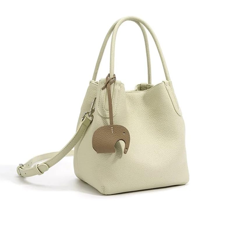 Genuine Togo Leather Top Handle Handbag Lychee Pattern Minimalist Crossbody Tote Bucket Bag Shoulder Bag Handbag Satchel