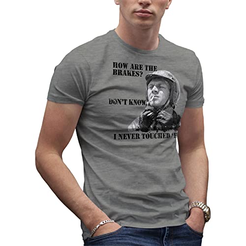 Steve McQueen Biker Motorcycle Cool Classic Retro How are Your Brakes T-Shirt Gris pour Homme Size XL