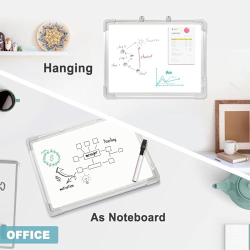 Image of ECLET Alloy Steel, Aluminium Non Magnetic 1 X1.5 feet Double Sided White Board Front Side whiteboard Marker Surface and Back Side Chalkboard Surface with dustor Scale Marker (1x1.5 feet,) G