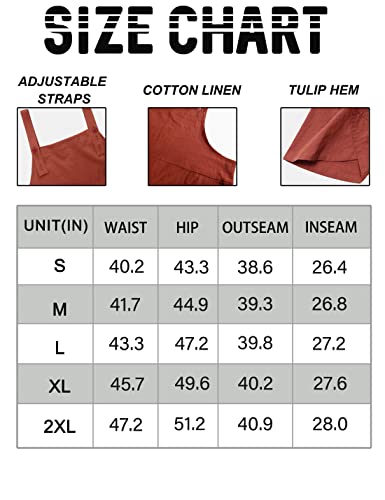 Qibabu Baggy Cotton Linen Overalls For Women Straps Wide Leg Bib Pants Romper Jumpsuits With Pockets(1130-Green-M-Qb) #TOP2