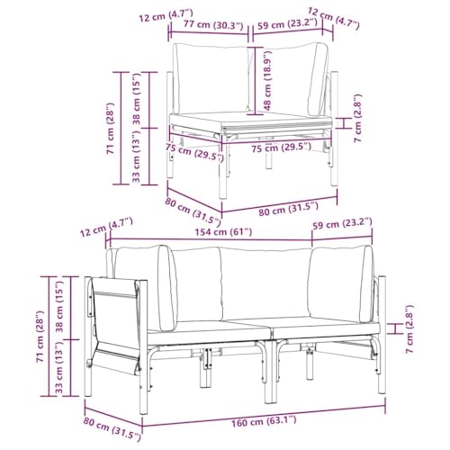 Canapé d'angle de jardin modulable 160x80 cm extérieur avec coussins - 3