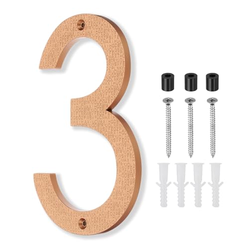 PATIKIL Números De Casa De 10 Pulgadas Letreros De Dirección De Casa Grandes Números Flotantes Modernos Con Tornillos Para Pared De Puerta Exterior Calle Dorada 3