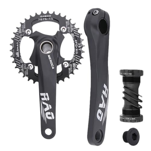Crank-aluminio de cigüeñal de bicicleta, hojas de cadena hueca de 170 mm, hoja de cadena de motociclistas | Banqueo integrado Conjunto con una rueda dentada duradera y dura para bicicletas, ideal para
