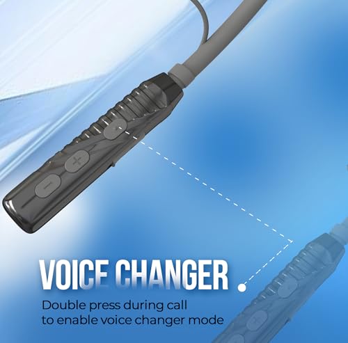 Image of AROMA NB124 Blynk Neckband Bluetooth, Metallic Grey, in the Ear | 100 Hours Playtime, ENC, Voice Changer, Fast Charging