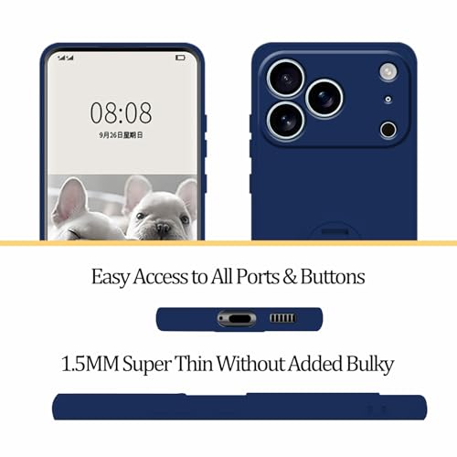 Coque silicone pour iPhone 17 Pro bleu foncé coque avec sangle et support