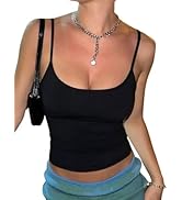 CHANGEZOE Women's Camisole Tank Top with Scooped Neckline Slim Straps Going Out Y2K Tops Slim Fit...