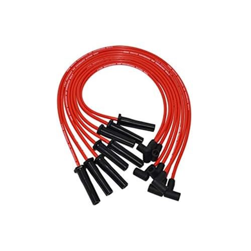 8-Pack 8.0 mm Double-Layer Red Silicone Spark Plug Wires BBC Big Block - Compatible with Chevy Chevrolet GMC Straight Boot Wires 396, 402, 427, 454, 502, 572