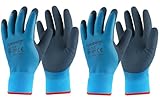 Rainberg 2 Pairs Waterproof Thermal Winter Work Gloves, Fleece Liner Insulated Warm for Cold Weather, Work Gloves with Superior Grip, Gardening Outdoor, Car Washing, Fishing, Multipurpose (Blue, S)
