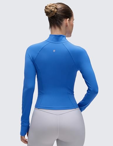 Image of CRZ YOGA Butterluxe Jackets Waist Length | Extremely Soft, Athletic, Slim Fit, Full Zip, Side Pockets, Thumb Holes, for Women
