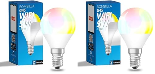 M Ledme - Bombilla LED Inteligente WiFi, sin necesidad de Hub, [Smarthome], Regulable, 6W 600LM 80W equivalente, RGB & 2700K-6500K blanco frío a cálido, compatible con Alexa/Google Home/Siri
