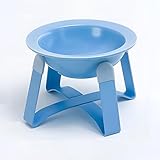 Ifukens 猫 食器犬 食器 陶器製猫 餌入れ みずのみ皿 食べやすい フードボウル 犬 水飲み器 えさ皿 可愛い癒し系色 高さ調整可能 猫 エサ皿 スタンド付き 給餌器 給水器 セラミックボウル 分解可能 お手入れ簡単 ペット用品（ブルー）