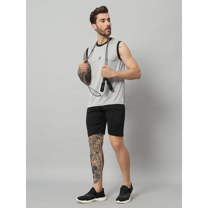 Image of ATICX Men's Polyester Sports Sleeveless T Shirt - Gym Vest, Workout Sando, Training Tank Top, Cut Sleeves Quick Dry Tee for Running, Swimming, Badminton, Fitness & Sports