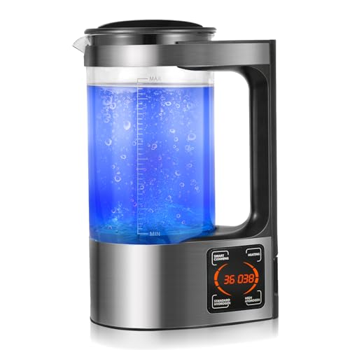 Jradse Generador de Agua Hidrogenada 2L Portátil Botella de Agua Rica en Hidrógeno con Calentamiento PTC Pantalla Táctil LED Digital Termostato para Hogar Oficina
