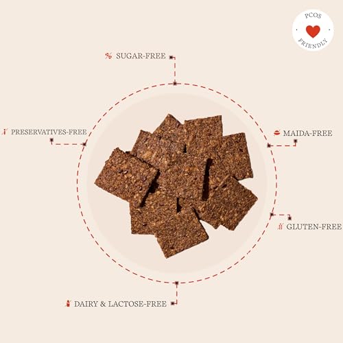 Image of The Cinnamon Kitchen Cheddar Nut & Seed Crackers (100g) |Gluten-Free Organic Crackers | Baked Not Fried | PCOS Diet Friendly | Protien 25g /100g |Healthy Crunchy Snack |Gluten Free |No Maida |No Dairy