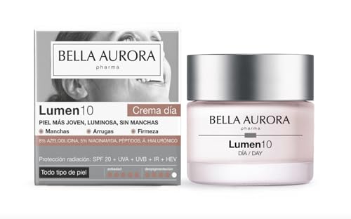 Bella Aurora Lumen10 Día Crema Antiedad Antimanchas Global con SPF 20, Protección UVA/UVB/IR/HEV, Niacinamida, Péptidos y Ácido Hialurónico | Hidratación, Luminosidad, Elasticidad, y Firmeza | 50 ml