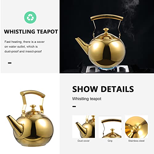 Doitool R87HZ10YAWJZPT45413H Heavy Duty Tea Kettle Stovetop Whistling Tea Kettle Stainless Steel Teapot thumb #3