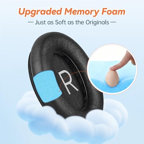 Image of Aurivor Replacement Ear Pads for Bose QuietComfort 45 35 ii (QC45 QC35) Headphones, Anti-Tear Earpads Cushions for QC SE SC & New Quiet Comfort (Deep Bass), Softer Foam & Leather (Black)
