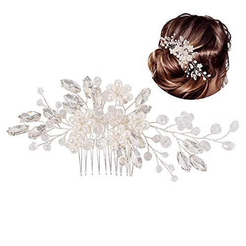 Rbenxia Bride Wedding Hair Comb Flower Girls Bridal Crystal Headpiece Pearl Side Comb Hair Accessories for Women and Girls Rbenxia Bride Wedding Hair Comb Flower Girls Bridal Crystal Headpiece Pearl Side Comb Hair Accessories for Women and Girls