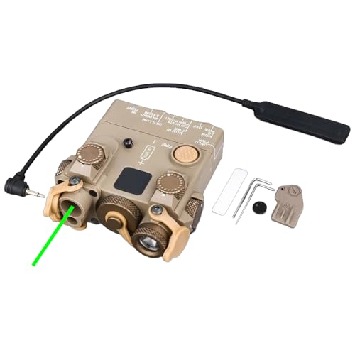 HATSEN Nylon DL-A2 Box Aiming Laser Sights(with Green Laser+Flashlight+IR Laser+Laser Mount Base),& Modular Remote Pressure Switch Combo,Tan