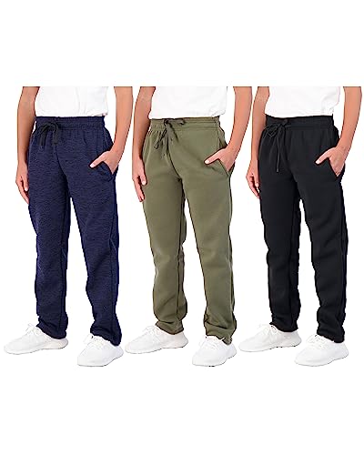 3 Pack Boys Girls Athletic Pants Sweatpants Active Kids Teen Open Bottom Fleece Youth Training Pajama Warm Performance Workout Activewear Winter Warm Sports Running Quick Dry Dri Fit- Set 3,Xl(16-18) #TOP28