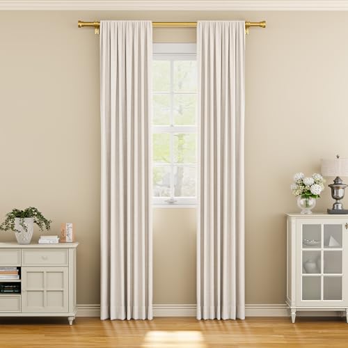 Image of YaFex Curtain Rods 2 Pack 32-57 Inch, Heavy Duty 1 Inch Curtain Rod, Gold Short Adjustable Window Treatment Rods, Modern Design, Easy Installation