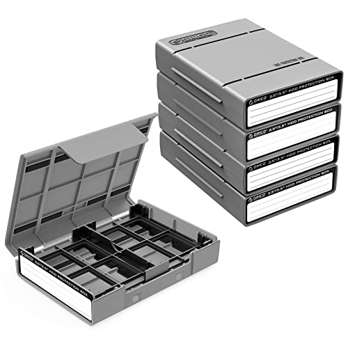 ORICO 5-Pack Hard Drive Carrying Case Protective Box for 3.5/2.5 Inch SSD HDD Portable with Anti-Static,Shockproof and Dust Proof Travel Storage Bag-PHP25-5S