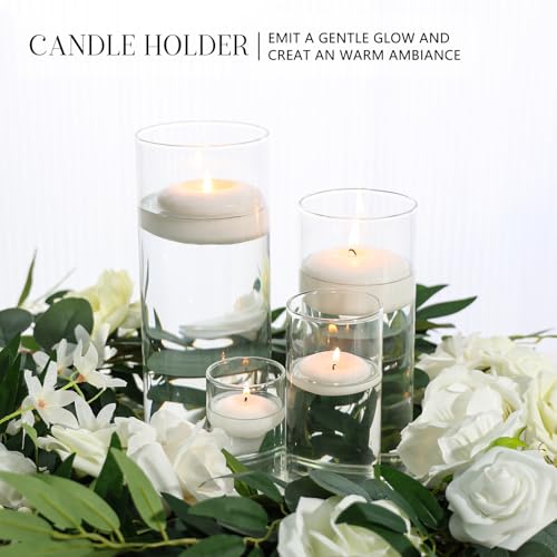 KEYWING 4 Pack Glass Cylinder Vase for Centerpieces with 4, 6, 8, 10 Inch Tall, Clear Glass Flower Vases Set Candle Holder for Wedding, Party and Home Office Decor - Thumbnail 6