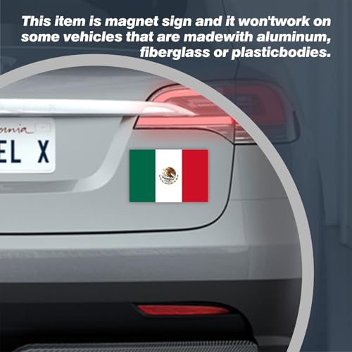 Image of Mexican Flag Car Magnet 2-Pack 4 inchx6 inch - Mexico Vinyl Decal with Eagle Emblem | UV Resistant Automotive Sticker for Truck /SUV /Vocho Classic Cars