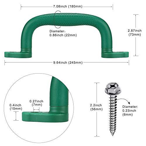 Dolibest Set Of 4 Safety Playground Handles,Swing Set Kids Safety Hand Grips For Playset, Climbing Frame, Play House,Climbing Frame, Play House Handles(Green) #TOP1
