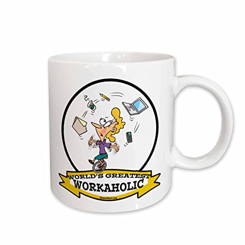 3dRose Funny Worlds Greatest Workaholic Women Cartoon 11oz Mug