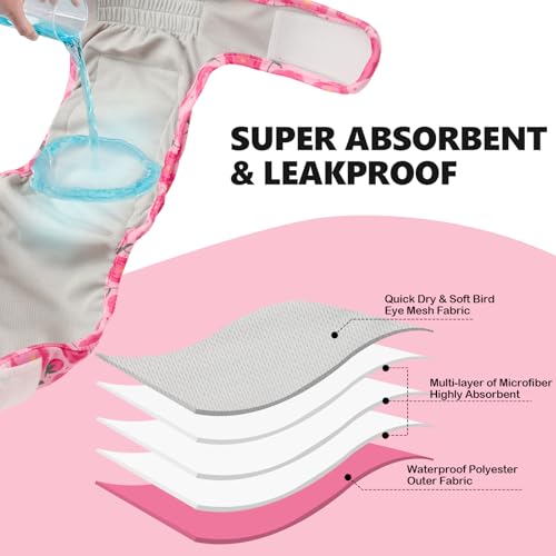 Image of Female Dog Diapers Reusable No Tail Hole Period Panties Washable 3 Pack Diapers Female for Docked-Tail Frenchie French Bulldog Boston Terrier Without Tail U-WWD05L