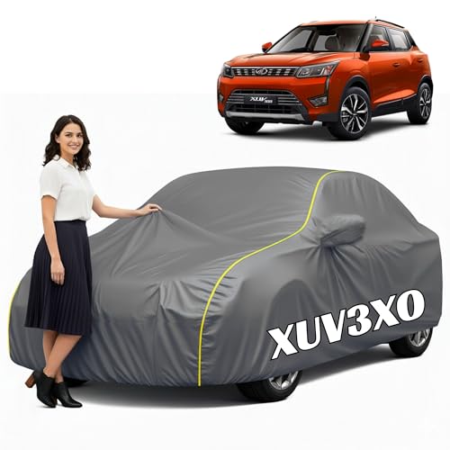 Image of 100% Waterproof Car Cover for Xuv3xo (All Models & Years) - Custom Fit with Mirror Pockets, Triple-Stitched, Soft Inner Lining, UV & Heat Resistant, Outdoor /Indoor Protection