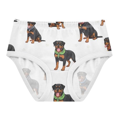 Cute Rottweiler Dogs Paw Print Little Girl Panties Toddlers Underwear Floral Cotton Stylish Briefs Kids Undies 2t