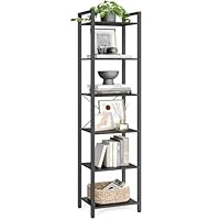 VASAGLE Regal, Bücherregal, Standregal, DVD-Regal, mit 6 Ebenen, Büroregal, offene Ablagen, für Büro, Wohnzimmer, Schlafzimmer, Küche, 30 x 40 x 186 cm, ebenholzschwarz-tintenschwarz LLS101B56