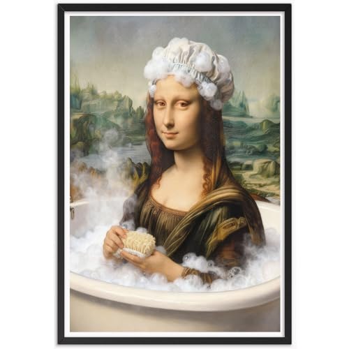 Whimsical Aesthetic Wall Prints – Funny Bathroom Playful Mona Lisa