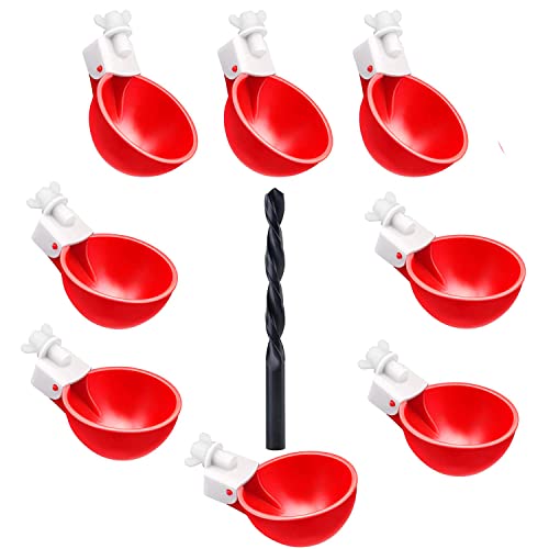 Abreuvoir Poules,DIY 8 PCS Abreuvoir Automatique Kit,Abreuvoir Volaille Automatique avec scie à Trou de pour Tasses pour Poussins Cailles Canards Bird