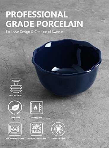 Sweese 138.603 Porcelain Bowls - 18 Ounce For Cereal, Salad, Dessert - Set Of 6, Navy #TOP1