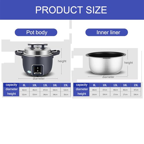 Large Electric Rice Cooker,Commercial Rice Cooker/Warmer With Nonstick Inner Pot,One-Touch Operation,Auto Keep Warm,Easy Clean rice cooker(23L-3000W) - Image 3