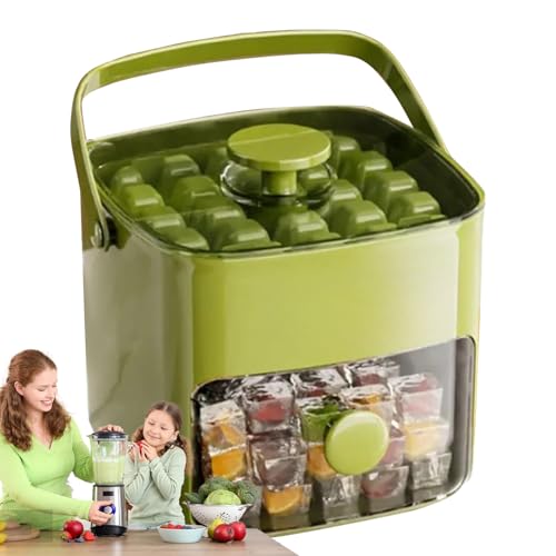 Bandeja De Hielo Para Congelador | Molde De Cubos De Hielo Con Mango,Diseño De Liberación Fácil Para Ayuda En La Fabricación De Hielo Para El Hogar, Camping Y